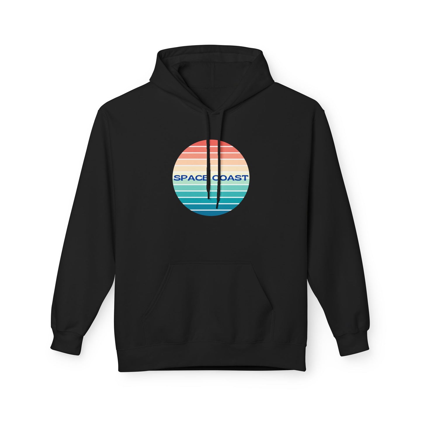 Space Coast Retro Stripe Hoodie — Vintage Sunset Surf Vibes