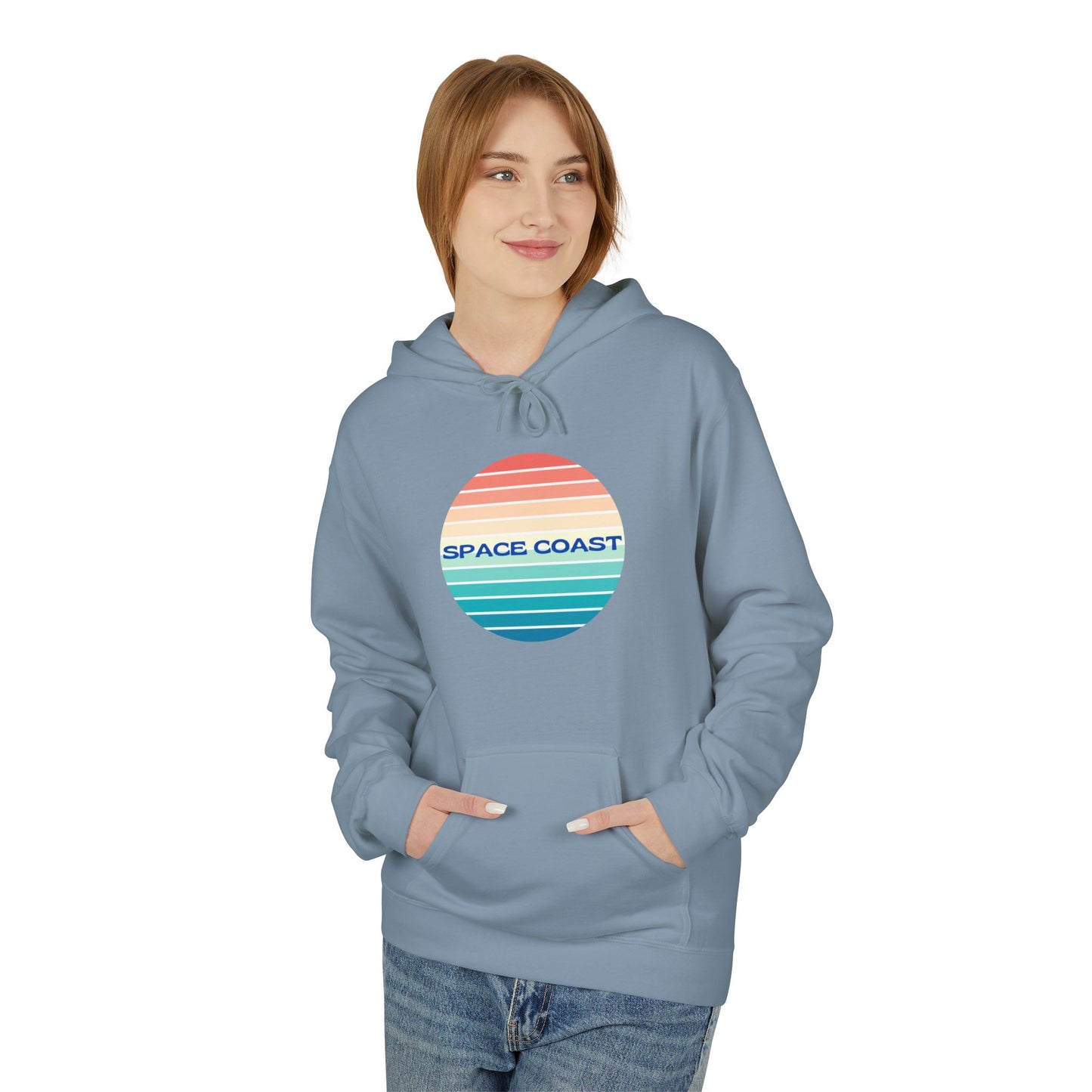 Space Coast Retro Stripe Hoodie — Vintage Sunset Surf Vibes