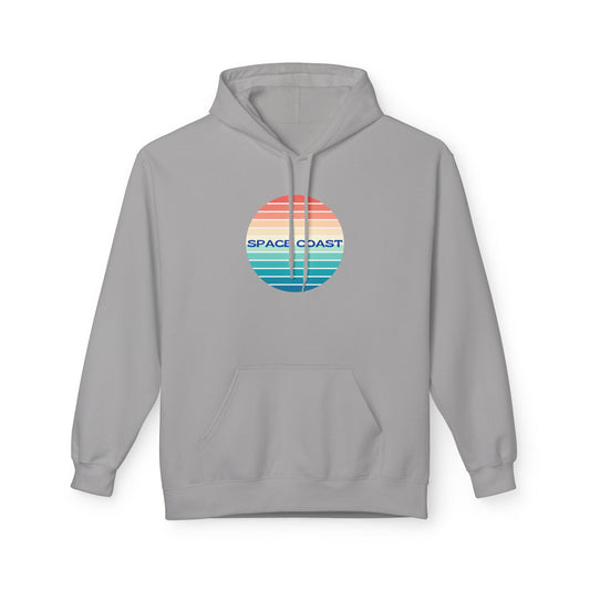 Space Coast Retro Stripe Hoodie — Vintage Sunset Surf Vibes