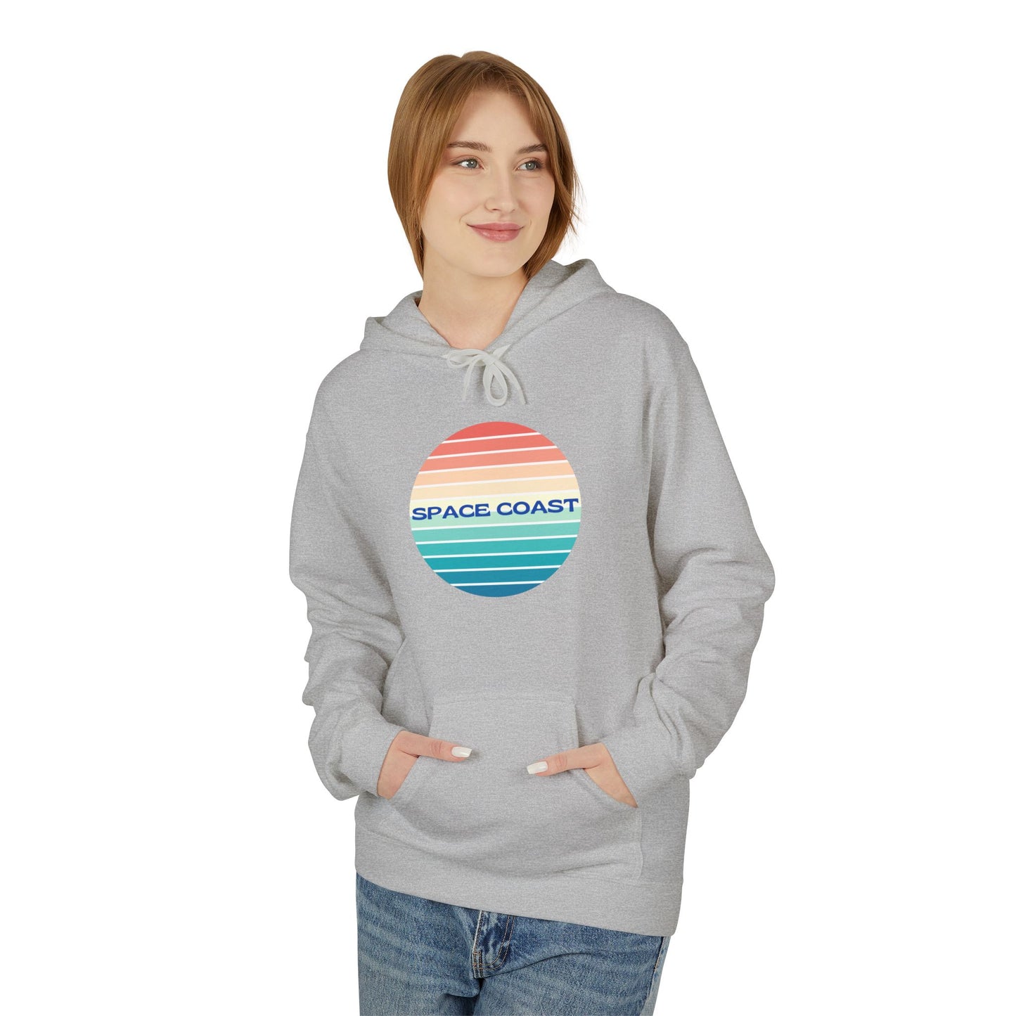 Space Coast Retro Stripe Hoodie — Vintage Sunset Surf Vibes