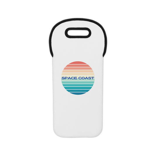 Space Coast Wine Tote Bag — Retro Sunset Bottle Carrier