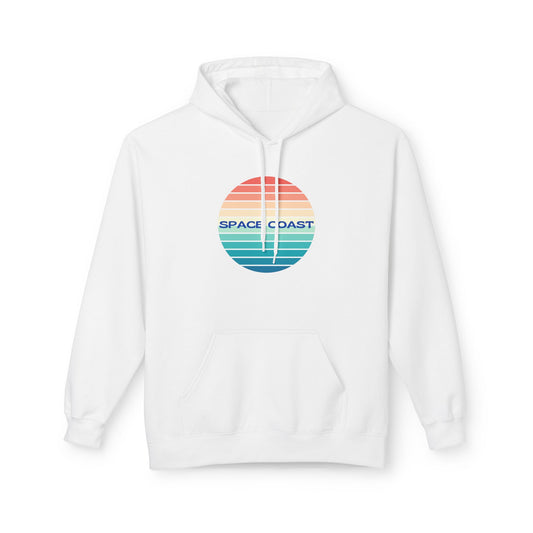 Space Coast Retro Stripe Hoodie — Vintage Sunset Surf Vibes
