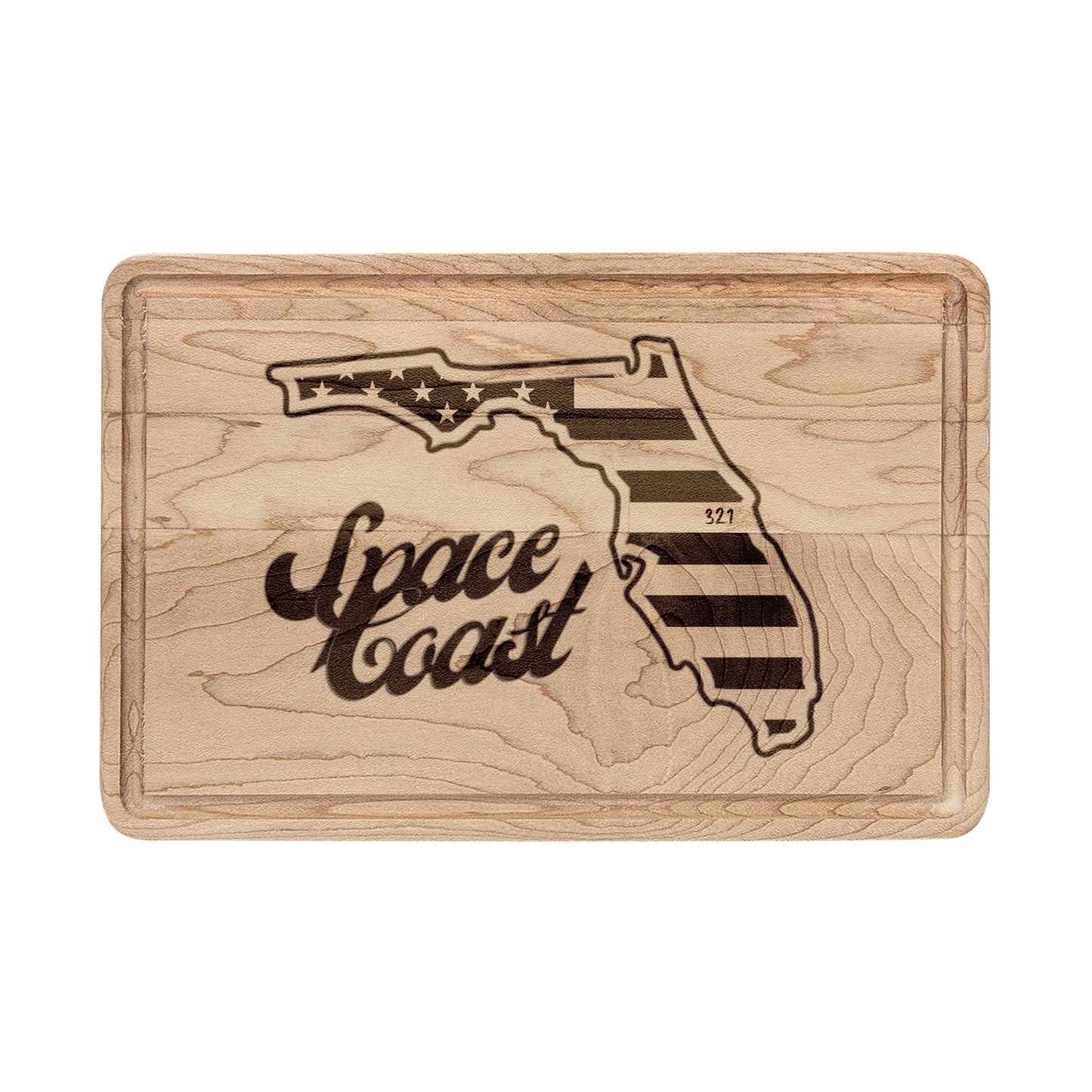 Maple Cutting Board — Engraved “Space Coast” Florida Outline