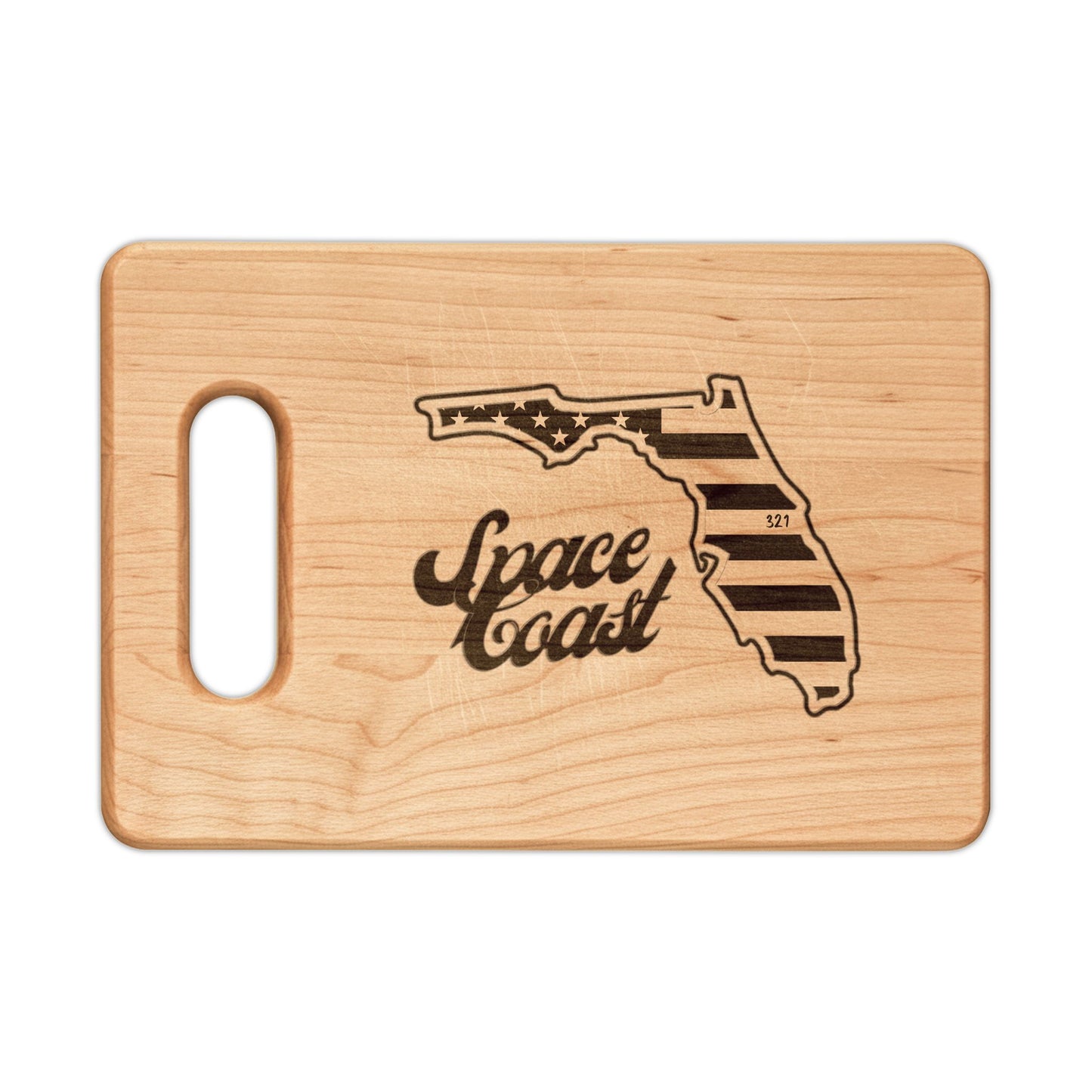 Maple Cutting Board — Engraved “Space Coast” Florida Outline