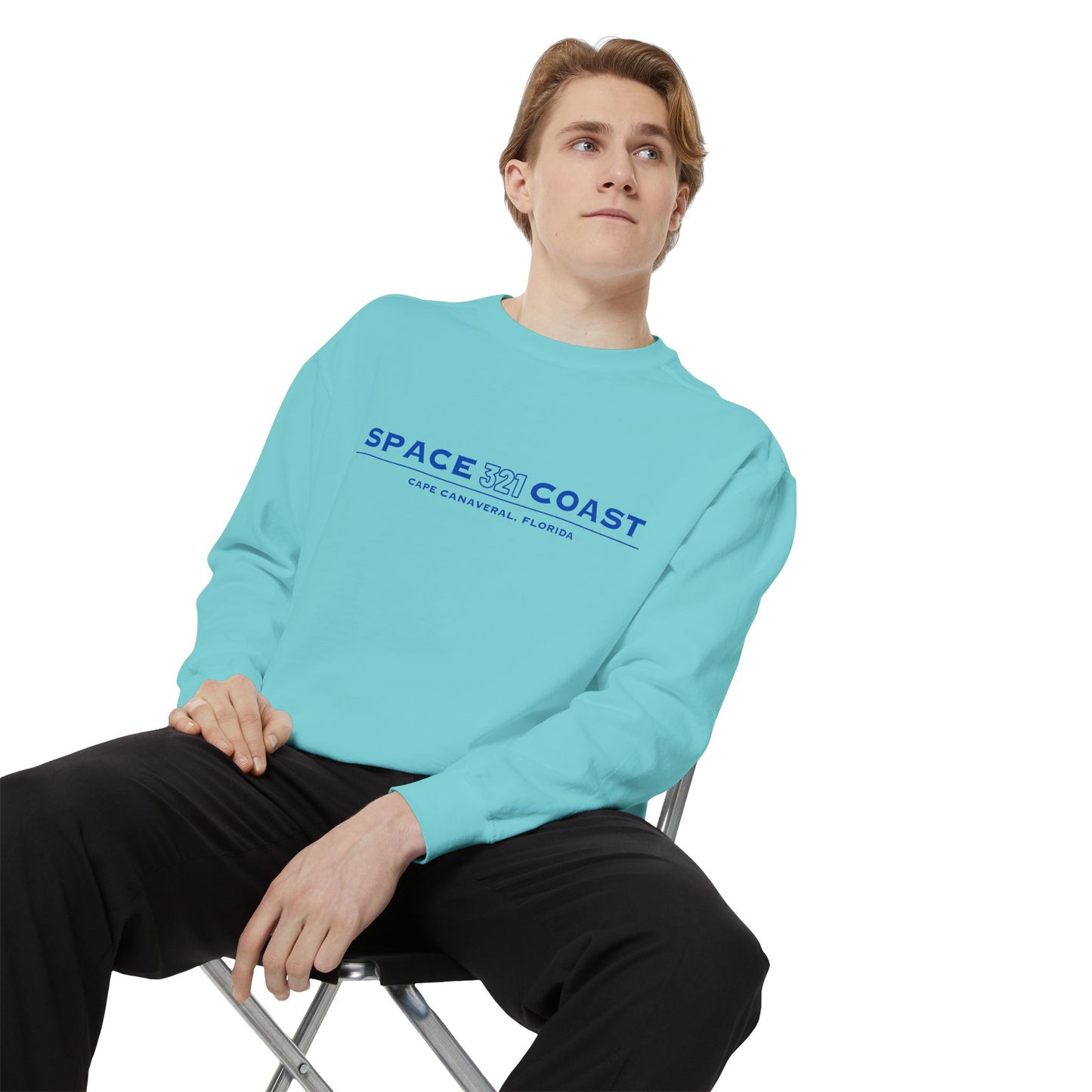 Space Coast 321 Unisex Garment-Dyed Sweatshirt Navy