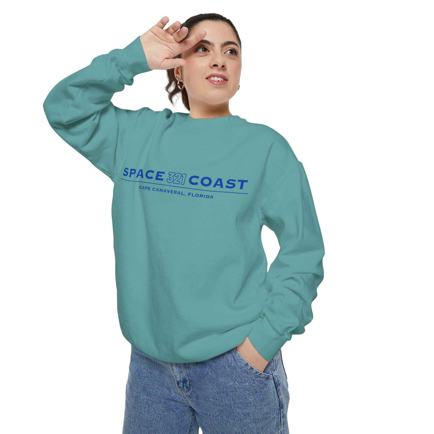 Space Coast 321 Unisex Garment-Dyed Sweatshirt Navy