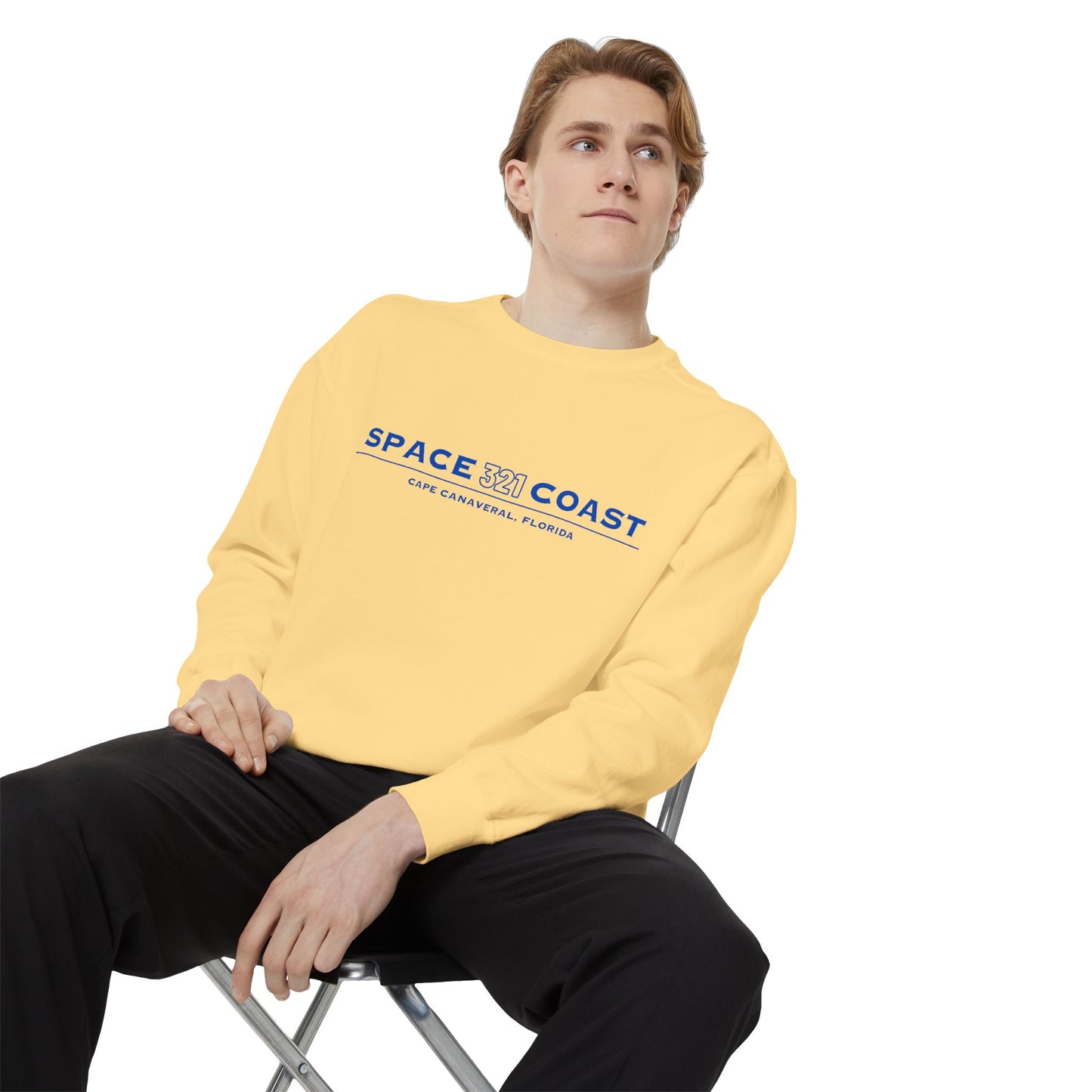Space Coast 321 Unisex Garment-Dyed Sweatshirt Navy