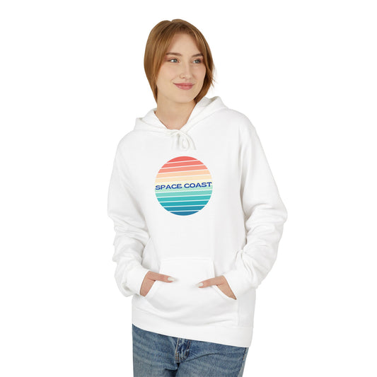 Space Coast Retro Stripe Hoodie — Vintage Sunset Surf Vibes
