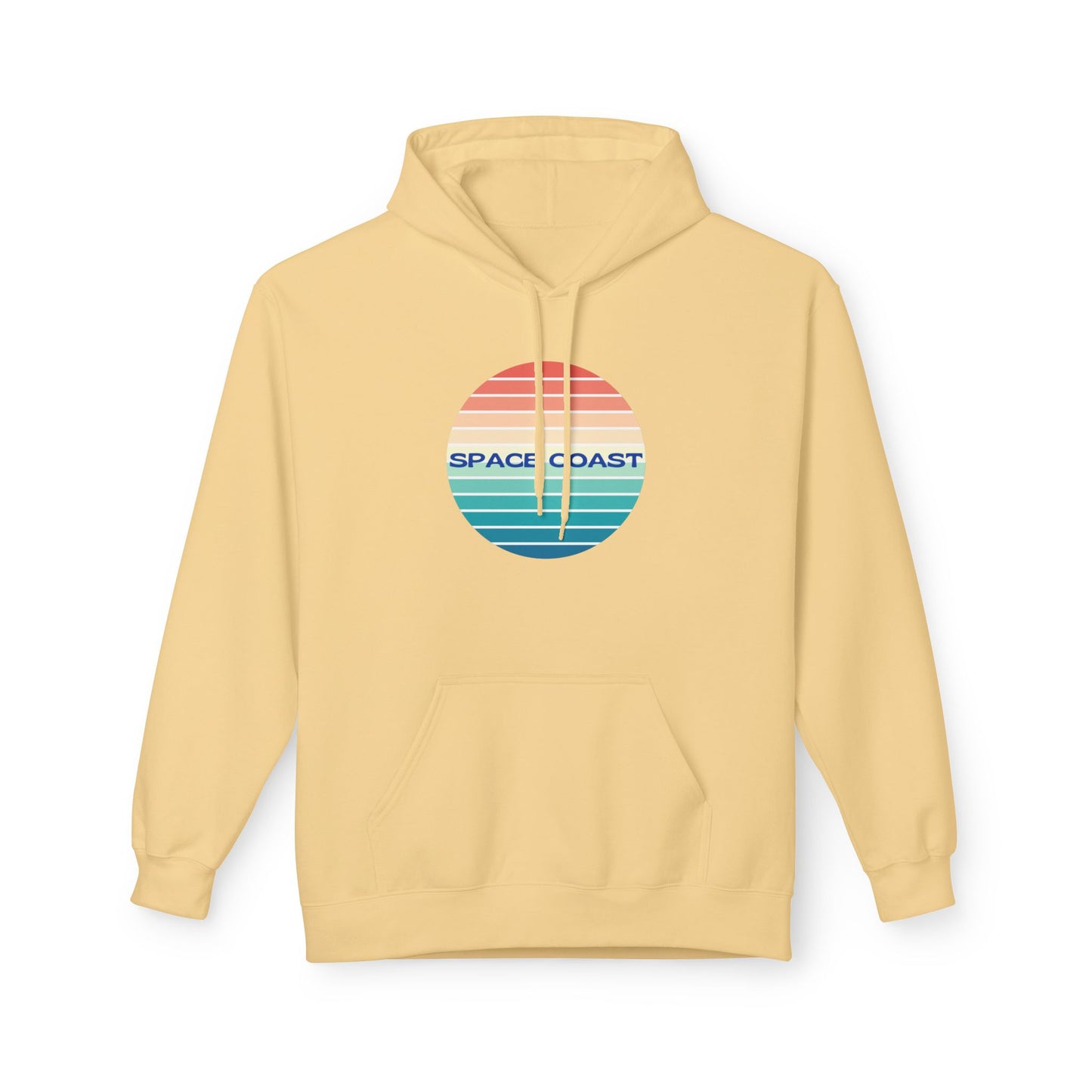 Space Coast Retro Stripe Hoodie — Vintage Sunset Surf Vibes