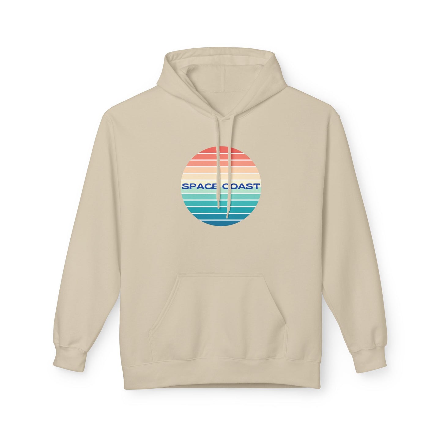 Space Coast Retro Stripe Hoodie — Vintage Sunset Surf Vibes